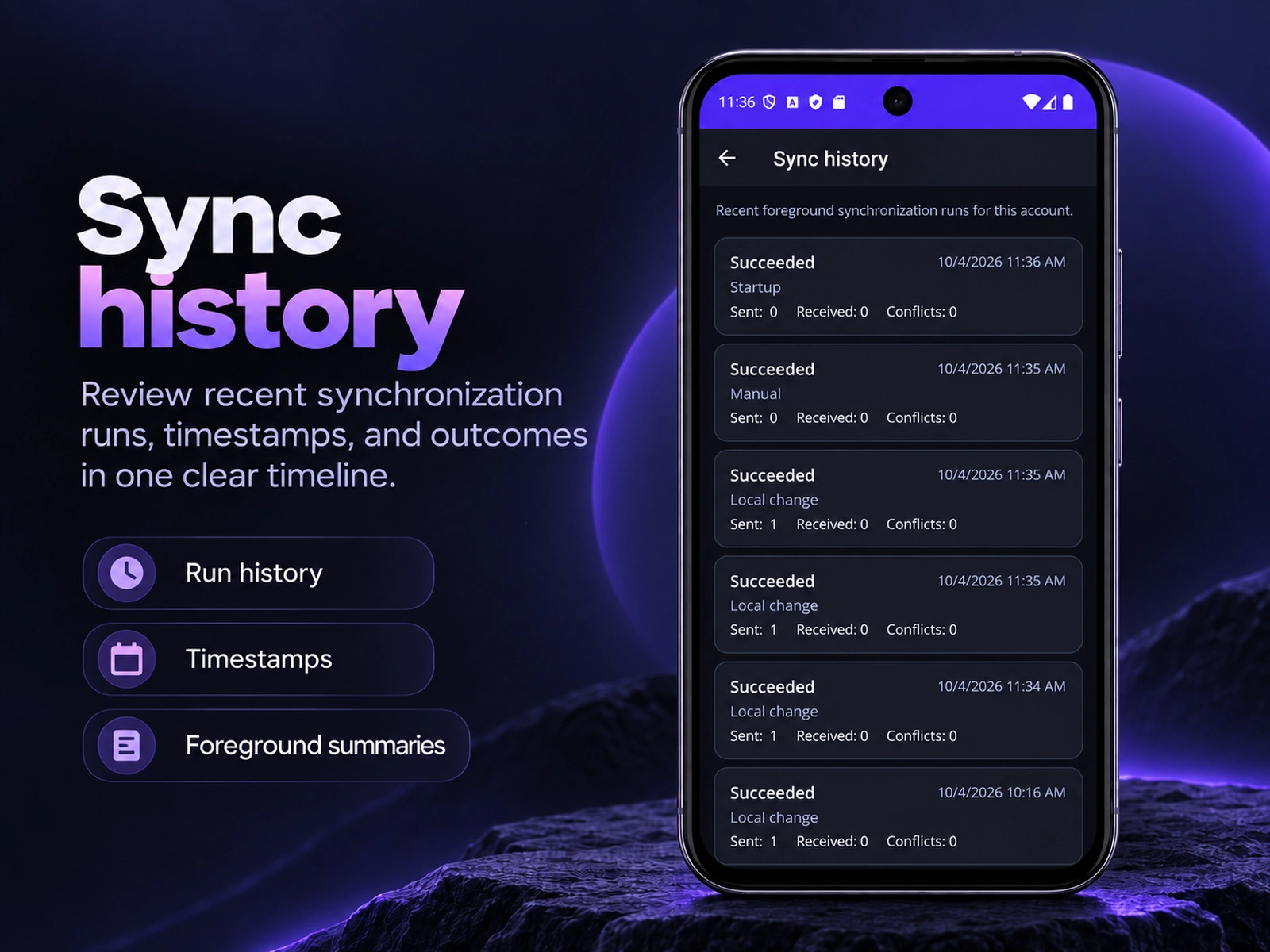 Sync history marketing image